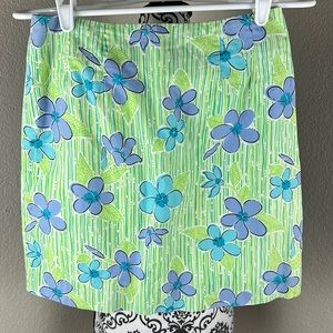 Lilly Pulitzer Floral Lime Green High Waist Mini Skirt 2